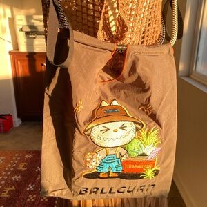 Brown Embroidered Tote Bag